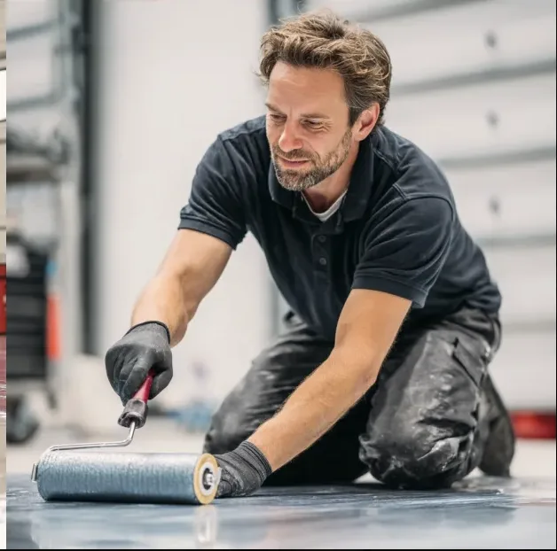 Licensed epoxy floor coating installer working in Northern Kentucky garage